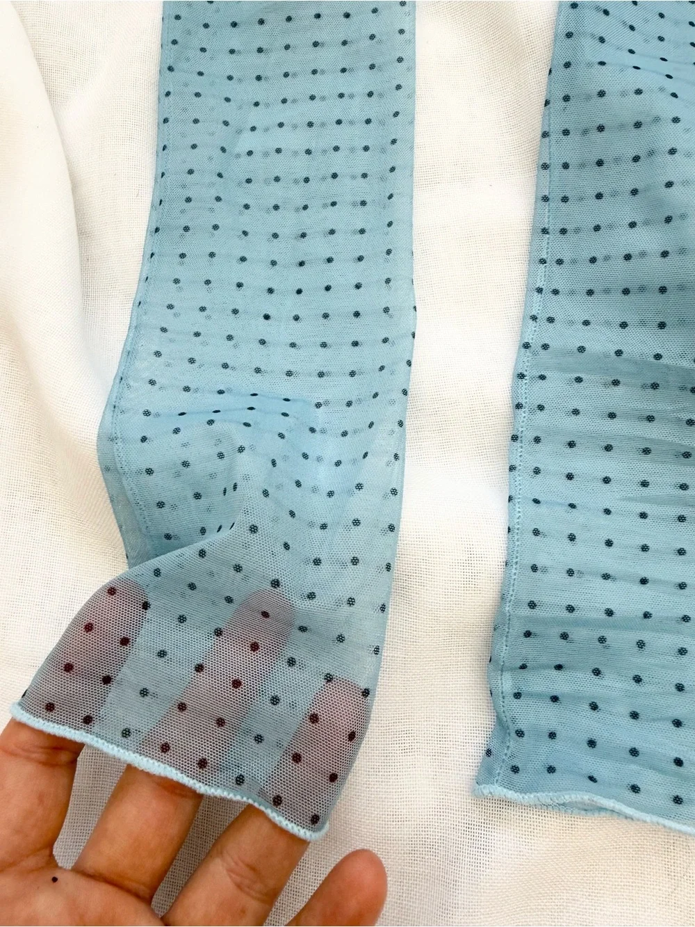 ✿ baby blue sheer polka dot toeless socks •